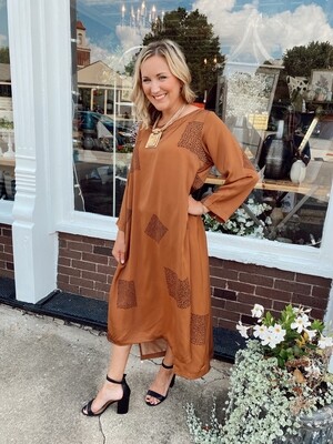 Square Dot Print Satin Dress