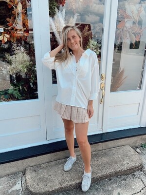 Solid LS Button Down Oversized Shirt