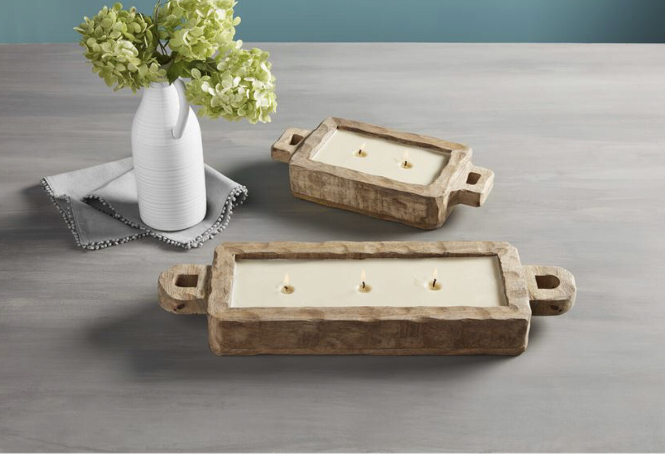 Long Rectangular Wood Candle