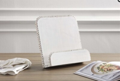 White Beaded Cookbook Holder