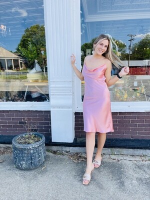Meet You There Cowl Neck Midi Dress