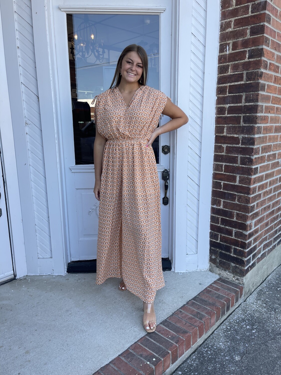 Orange Geometric Jumpsuit