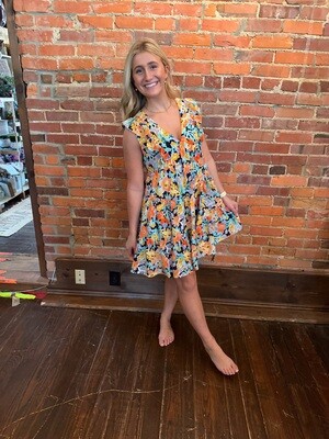 Orange Multi-Print Tiered Dress