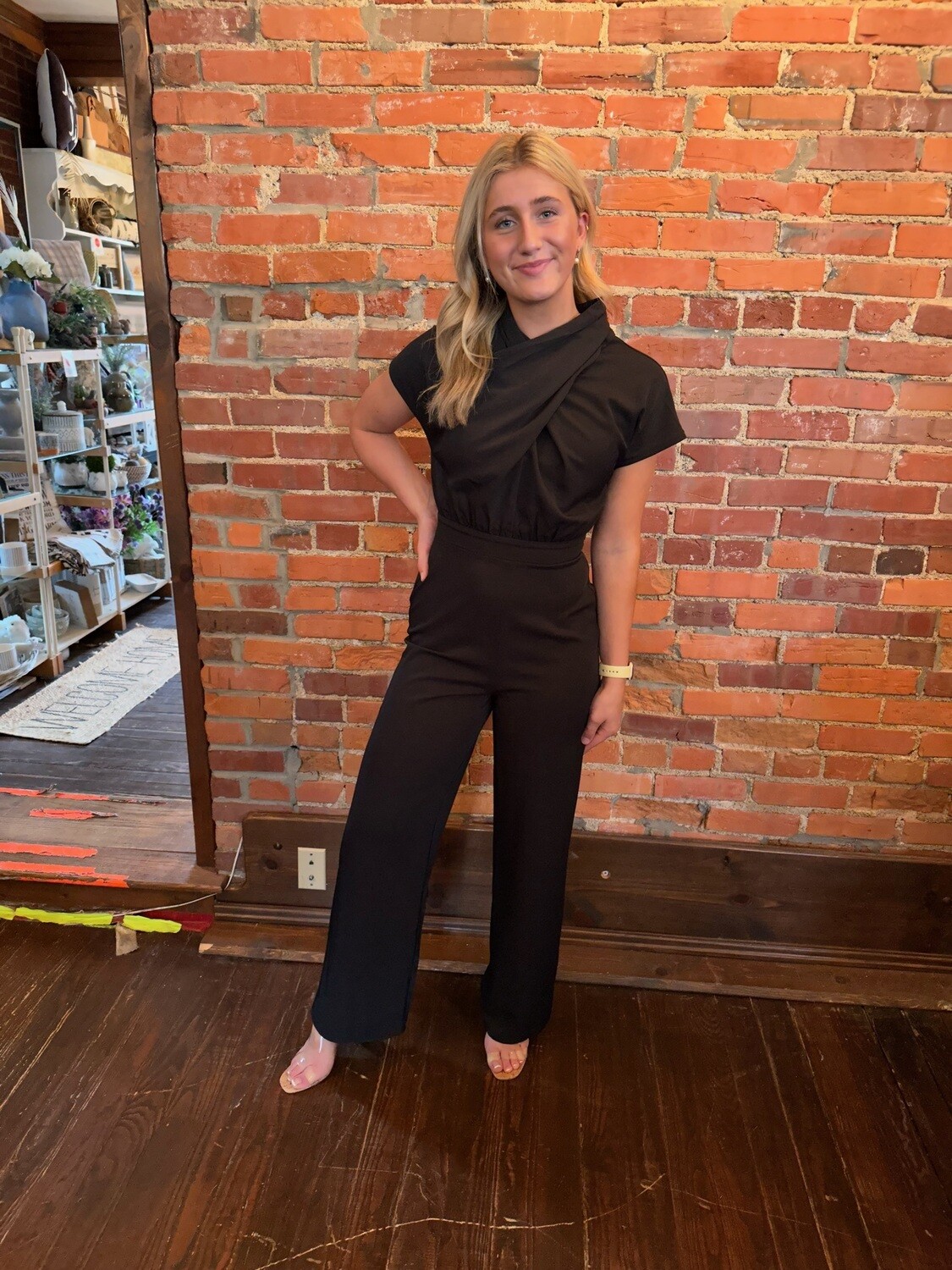 Twist Front Neck Short Sleeve Romper