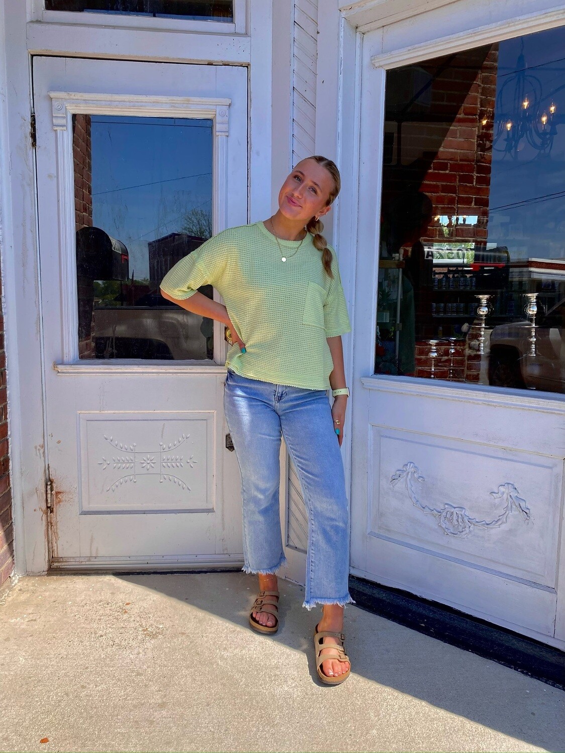 Casual Soft Waffle Knit Comfy Top