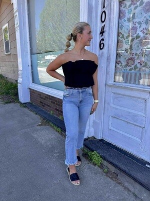 Black Crop Top w/ Smocked Bodice