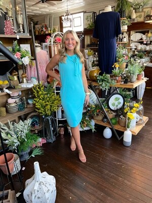 Crepe Sleeveless Tie Dress