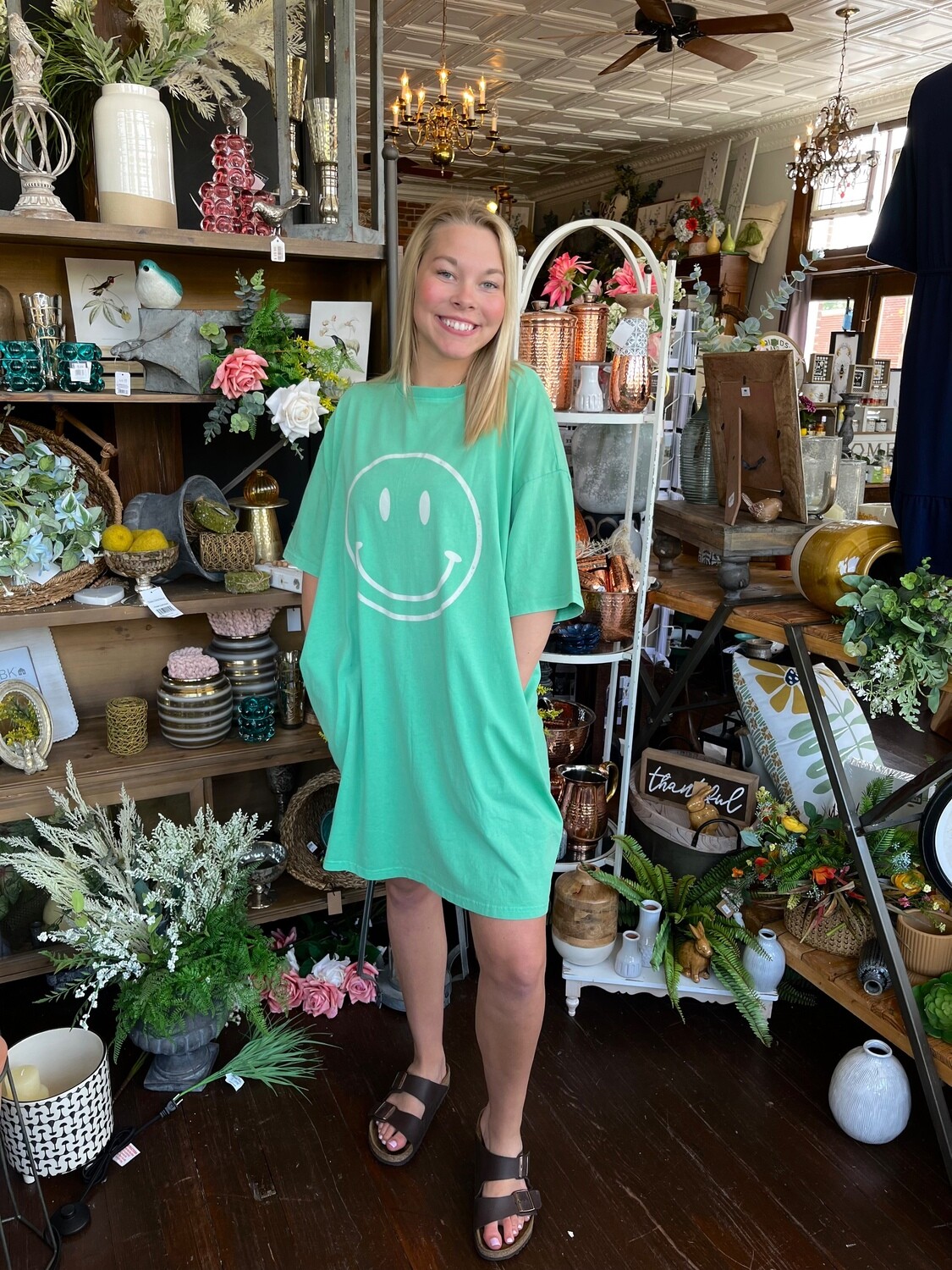 Short Sleeve  Smiley Face Dress