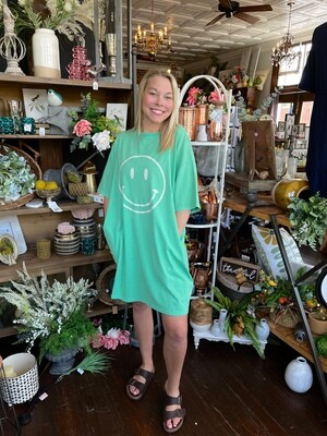 Short Sleeve  Smiley Face Dress