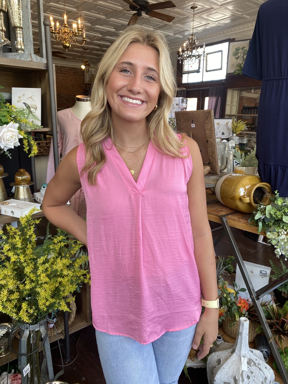 Sleeveless V-Neck Top