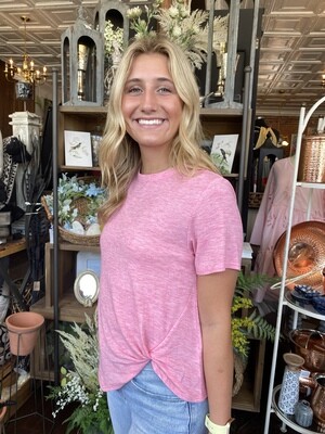 Short Sleeve Twisted Hem Top
