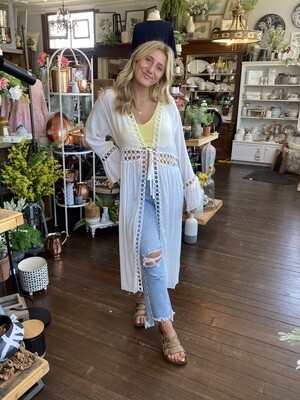 Kailuna Gauze Crochet Trim Cardigan