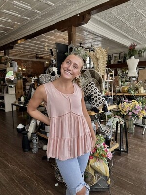 Sandpiper Ruffle Bottom Tank - Soft Coral