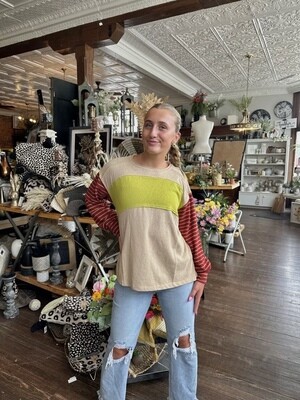 L/S Striped Mixed Cotton Slub Top