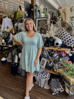 Short Sleeve Gathered Multi-Tier Mini Dress