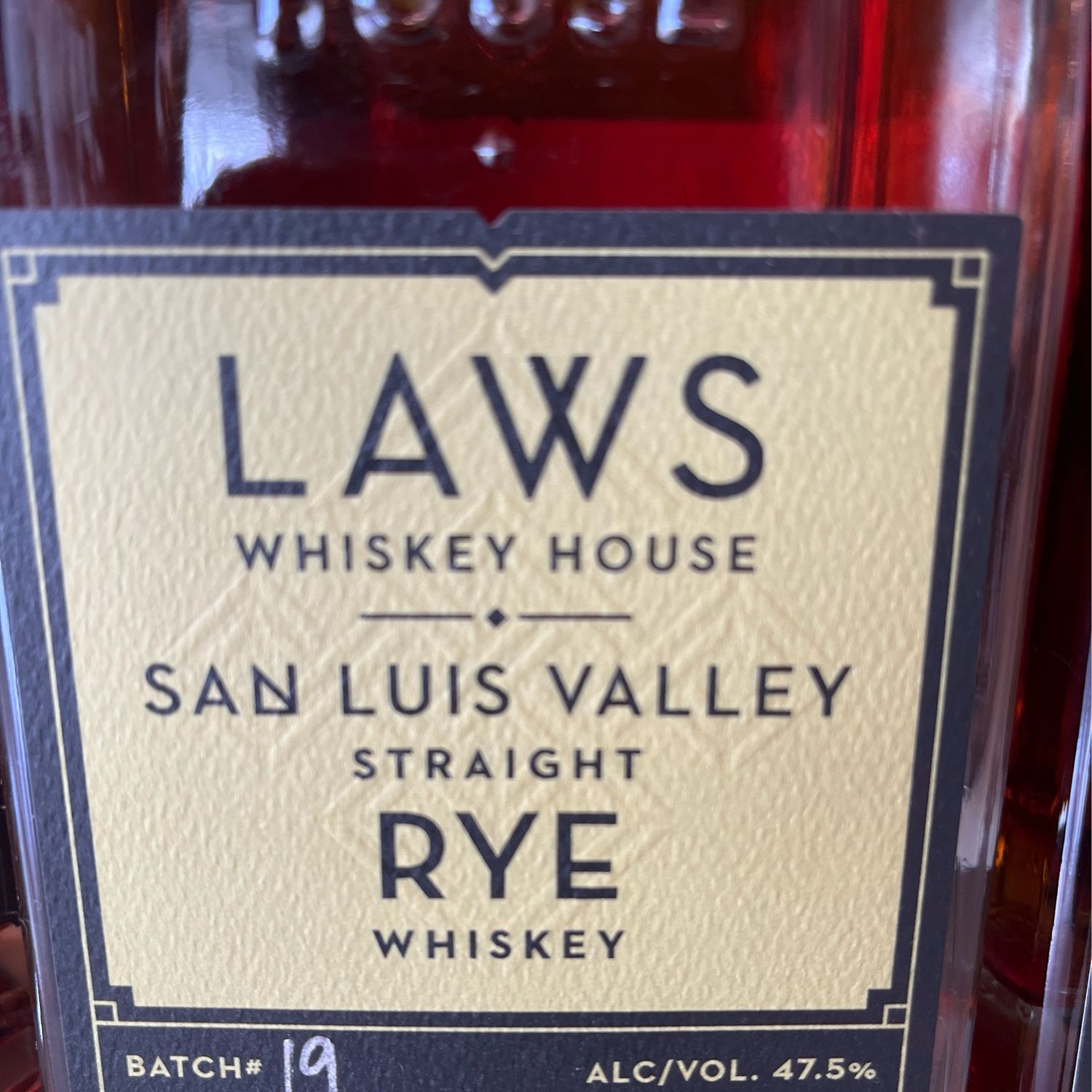 Laws San Luis Valley Straight Rye Whiskey
