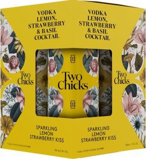 Two Chicks Sparkling Vodka Lemon Strawberry