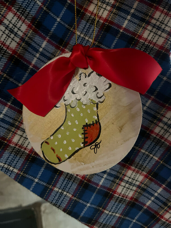 GREEN STOCKING Christmas ornament