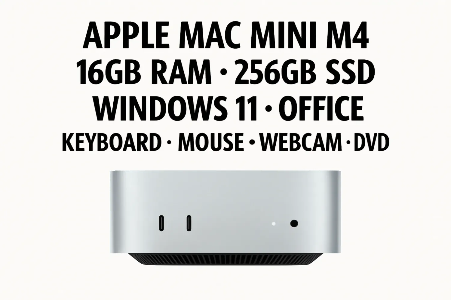 Apple Mac Mini M4 • 16GB RAM • 256GB SSD • Windows 11 • Office • Extras