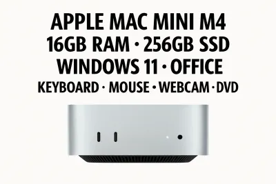 Apple Mac Mini M4/10+10-Core/16GB RAM/256GB SSD with Stand/Windows 11 Pro/Office for Mac/Linux