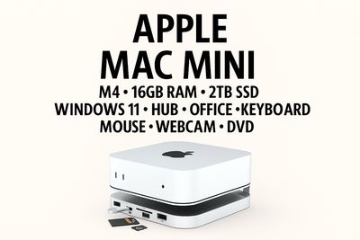Apple Mac Mini M4 • 16GB RAM  • 256GB • 2TB SSD Hub with Stand • Windows 11 Pro • Extras