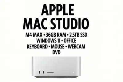 Apple Mac Studio • M4 Max • 14+32-Core • 36GB RAM • 512GB SSD • 2TB SSD Hub • Windows 11 Pro • Office • Extras