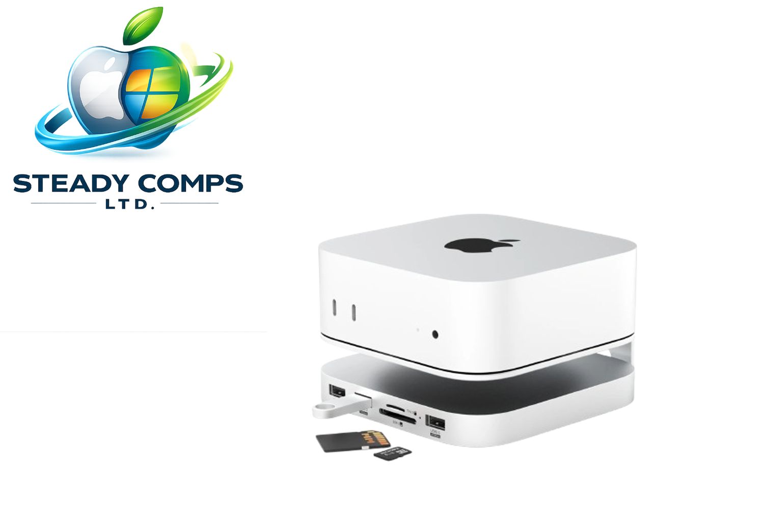 Apple Mac Mini M4 • 16GB RAM  • 256GB • 2TB SSD Vertical Hub with Stand • Windows 11 Pro • Office • KB+Mouse • Webcam • DVD