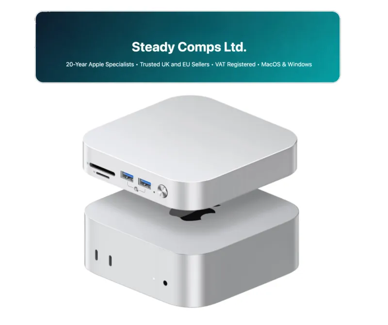 Apple Mac Mini M5 Pro • 15+16-Core GPU • 24GB RAM • 512GB SSD • 4TB RAID SSD Hub with 40GBps speed • Windows 11 Pro • Office • KB+Mouse • Webcam • HDMI and Thunderbolt cables