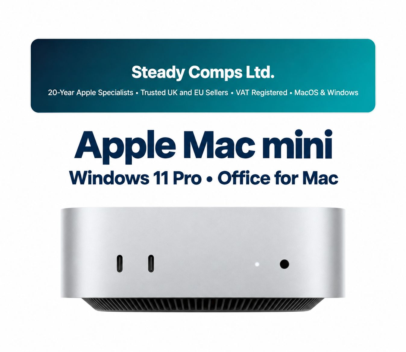 Apple Mac Mini M6 • 12-Core CPU + 12-Core GPU  • 16GB RAM  • 256GB •Windows 11 Professional • Office for Mac