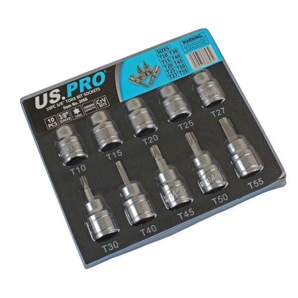 U.S. Pro 10pc Torx 3/8 Socket Set