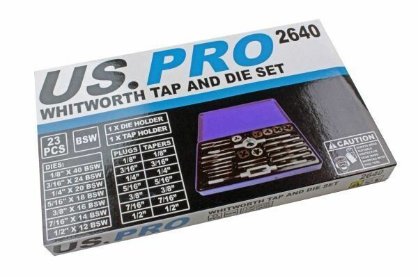 U.S. PRO Imperial Whitworth Tap & Die Set