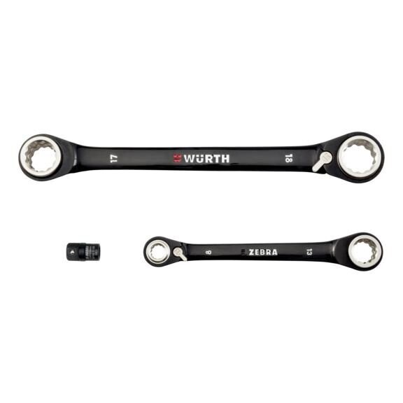 Wurth Double Ring Ratchet Spanner Set Black 3pcs