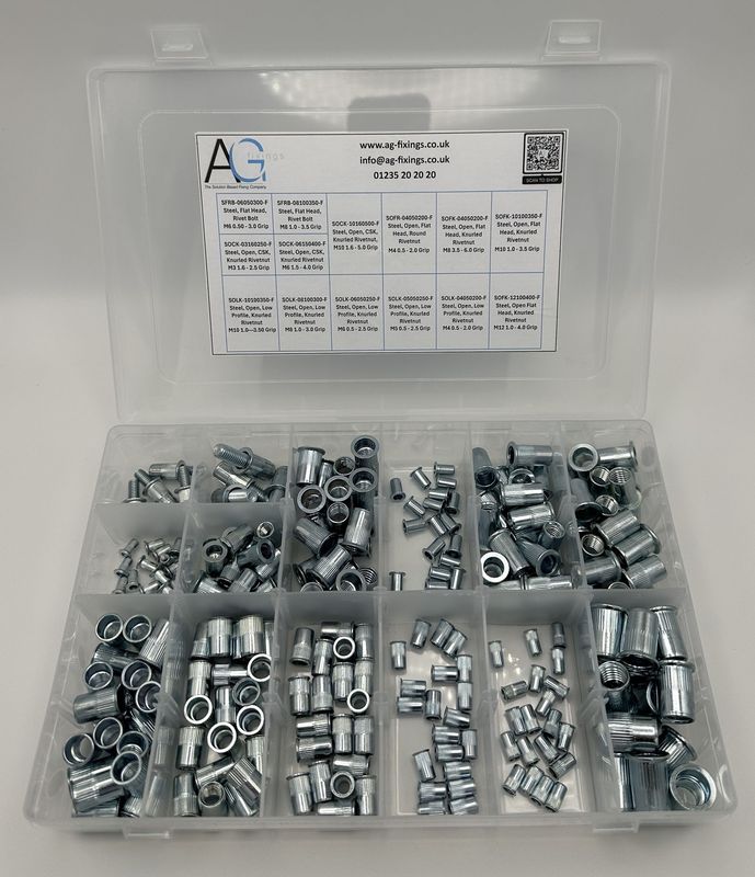Steel BZP Rivet Nuts & Rivet Bolt Assortment 245pc