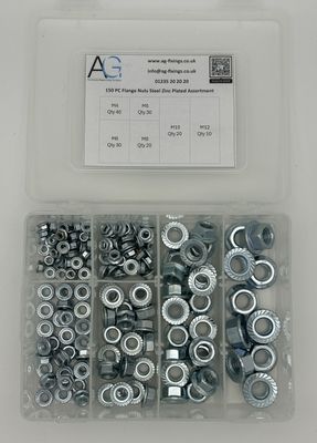 Steel BZP Flange Nut Assortment 150PC