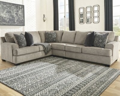 Bovarian Stone LAF Sofa with Corner Wedge, Armless Chair & RAF Loveseat Sectional