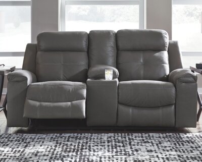 Jesolo Reclining Loveseat with Console Dark Grey