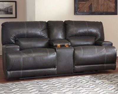 McCaskill Reclining Loveseat with Console Gray