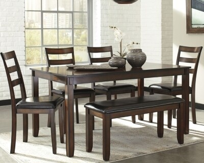 Coviar Dining Room Table and Chairs with Bench (Set of 6)