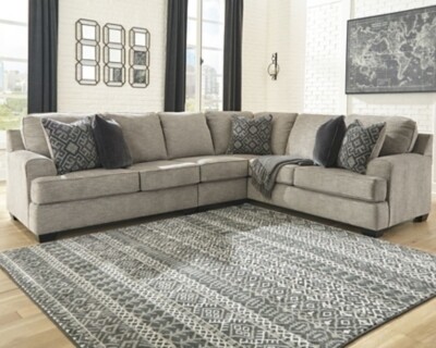 Bovarian Stone LAF Loveseat, Armless Chair & RAF Sofa with Corner Wedge Sectional