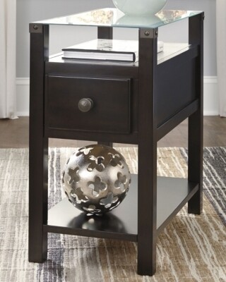 Diamenton Chairside End Table with USB Ports &amp; Outlets