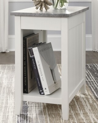 Diamenton Chairside End Table with USB Ports &amp; Outlets