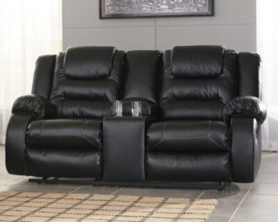 Vacherie Reclining Loveseat with Console Black