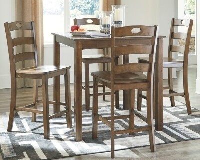 Hazelteen Counter Height Dining Room Table and Bar Stools (Set of 5)