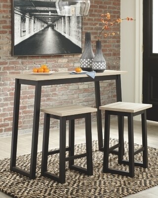 Waylowe Counter Height Dining Room Table and Bar Stools (Set of 3)