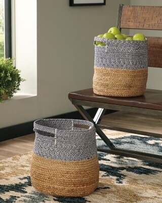 Parrish Natural/Blue Basket (Set of 2)