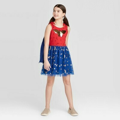 Girls' Wonder Woman Flip Sequin Dress - Medium