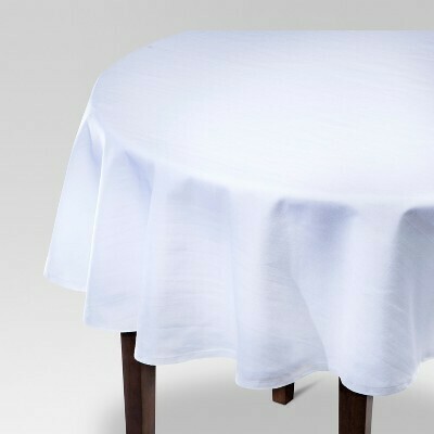 70" Solid Round Tablecloth White -