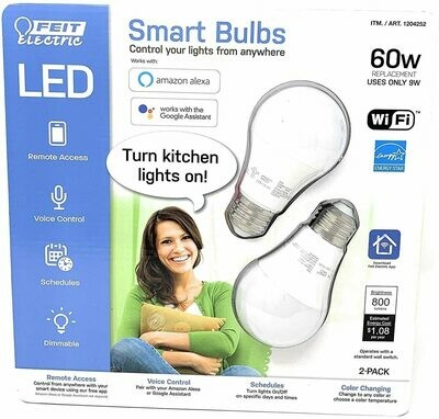 Smart Wi-Fi LED Bulb 2pk