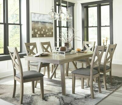 Aldwin Gray 7 Pc. Rectangular Table & 6 Upholstered Side Chairs