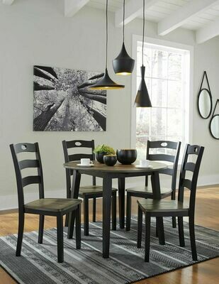 Froshburg Grayish Brown/Black 5 Pc. Drop Leaf Table & 4 Side Chairs